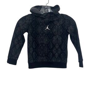 Jordan Girls Black Snake Print Hoodie Size 4T Fleece Lining New